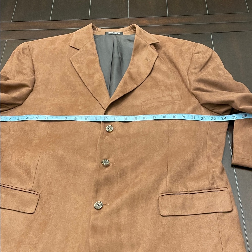 Elegant Brown Faux Suede Men's Blazer - Picture 7 of 7